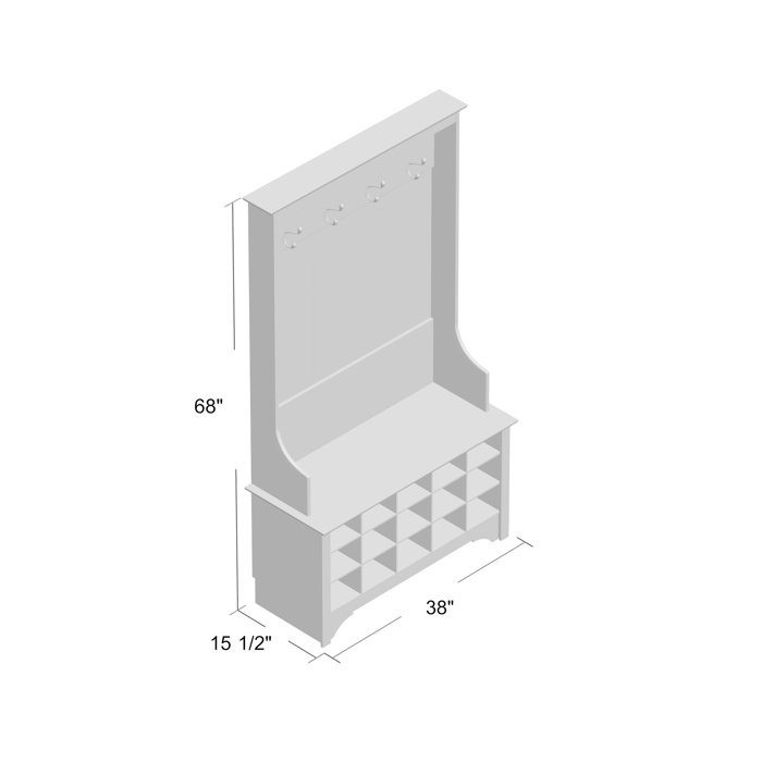 Charlton Home® Flatiron Hall Tree 38'' Wide with Bench and Shoe Storage
